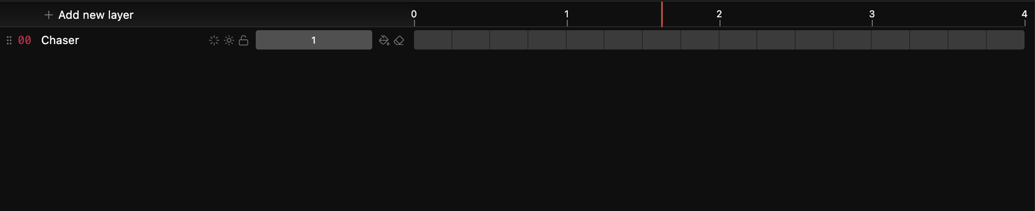 The Timeline with the Chaser layer and its Opacity control